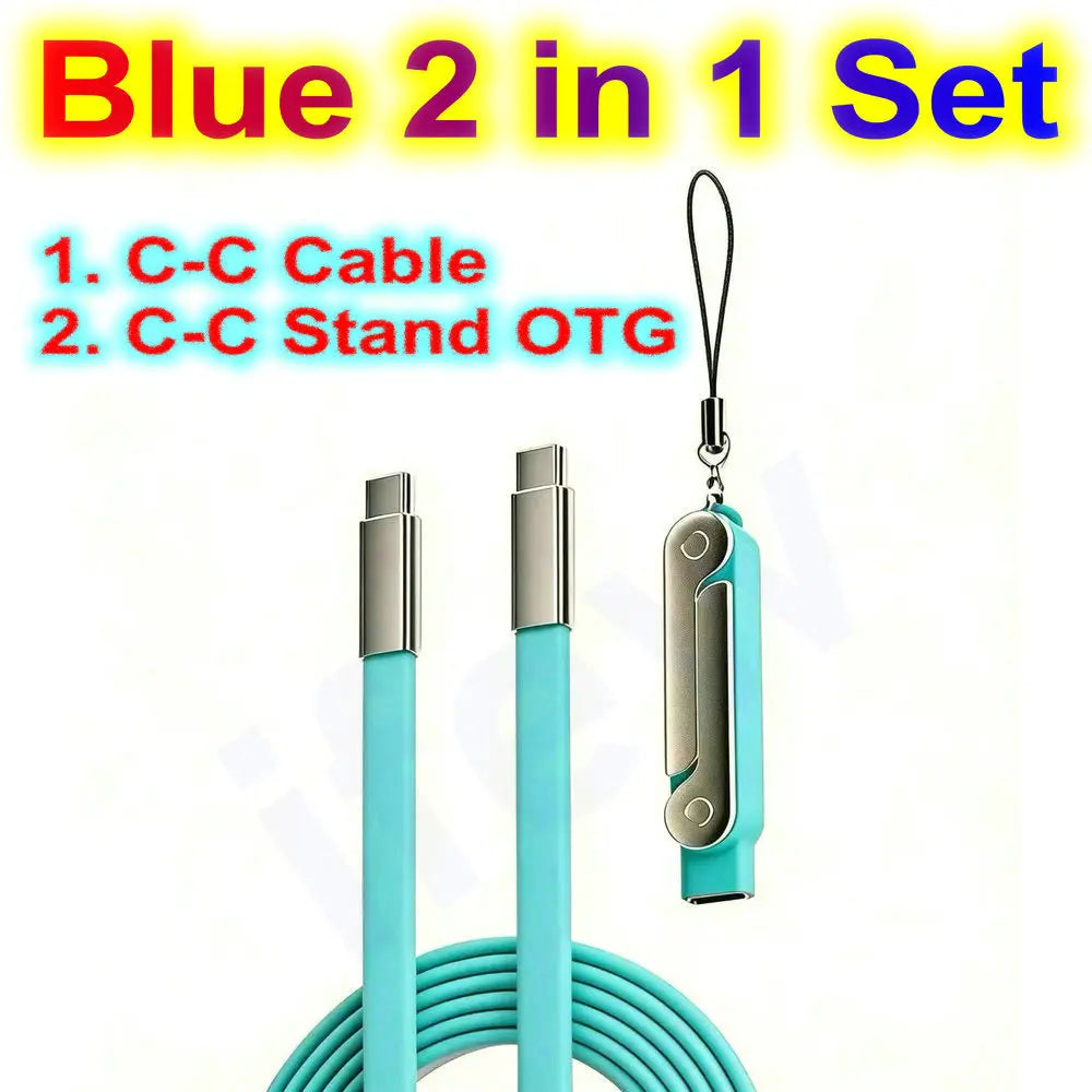 Foldable Charge Cable Usb C Charging Mobile Cable C Flat Charger for iPhone Kickcable Phone Kick Stand Ultra Fast Type C Wire 2M