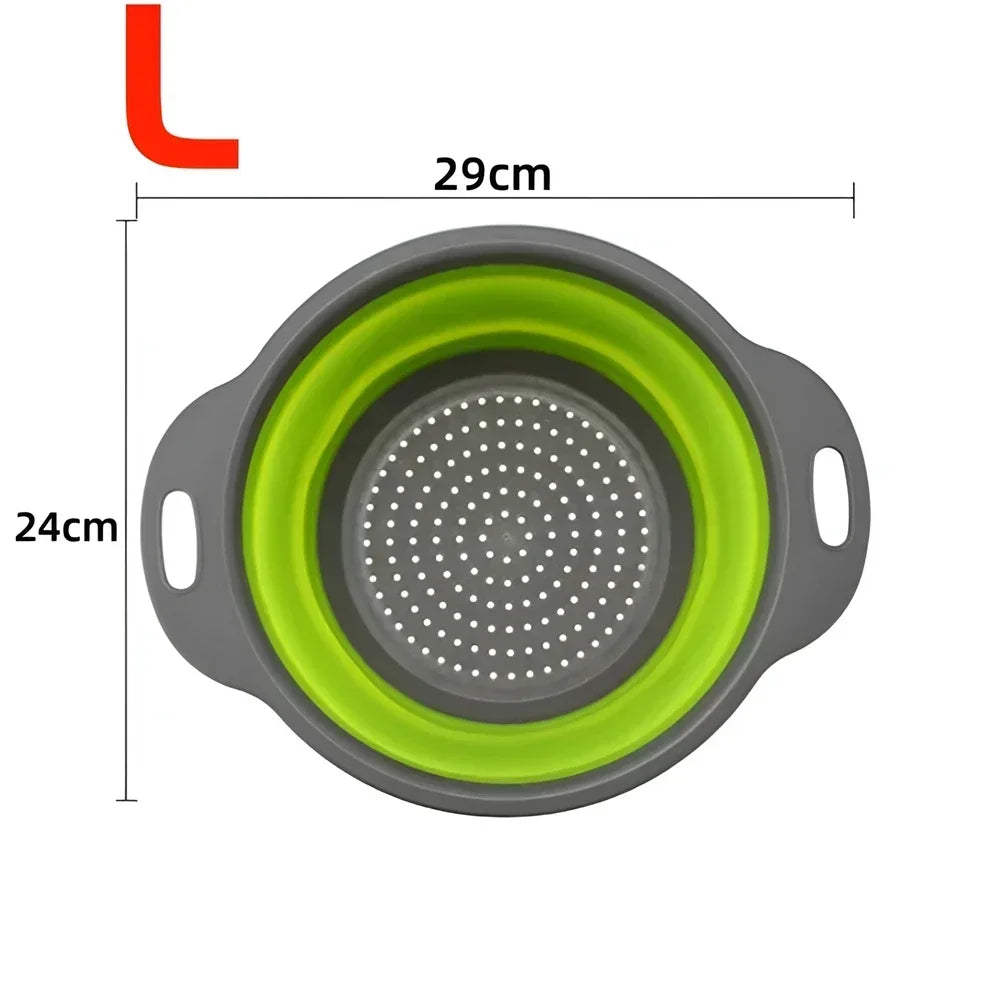 2PCS Silicone Folding Drainer Basket Fruit Vegetable Foldable Colander Kitchen Strainer for Food Pasta Kitchenware Drain Device