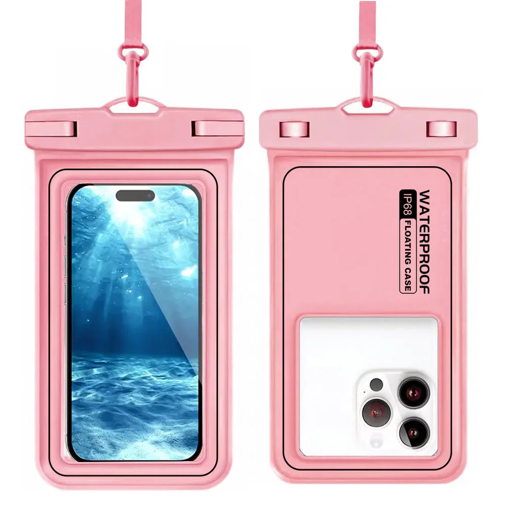 Bubble Float Waterproof Phone Case with Detachable Strap Touch Screen Crossboday Swim Storage Pouch Ultra Thin Universal